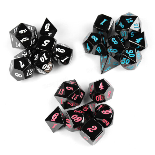 7Pcs Zinc Alloy Polyhedral Dices Multi-sided Dices Set With Bag 2