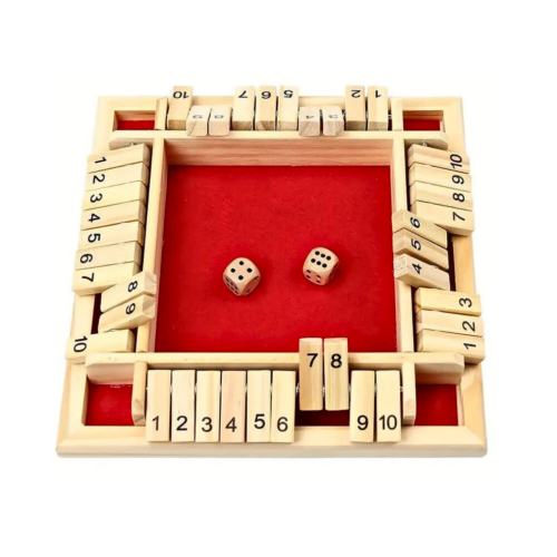 Jogo de família Red Shut the Box para 4 jogadores, 8,6 polegadas