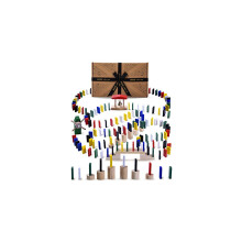 Train de dominos en bois Rallye | Dominos 100 % bois pour enfants | Jeu de dominos Rallye avec ponts et clocher