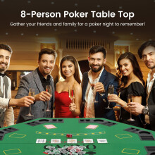 Faltbarer Texas Hold'em Pokertischaufsatz für 8 Spieler mit Tragetasche