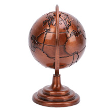 Modello di globo in lega, globo decorativo in metallo rosso vino, ornamento per ufficio e studio