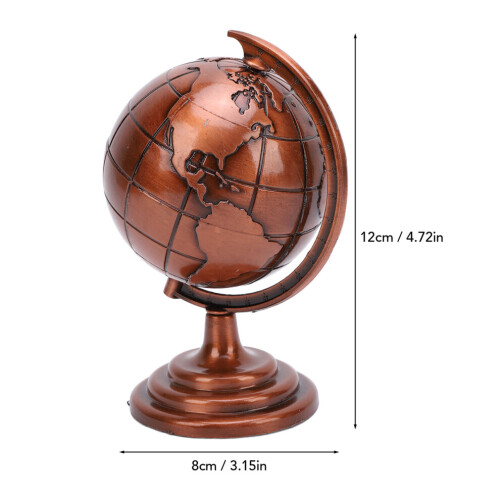 Alloy Globe Model Wine Red Decorative Metal Globe Ornament for Office Study Decor 1