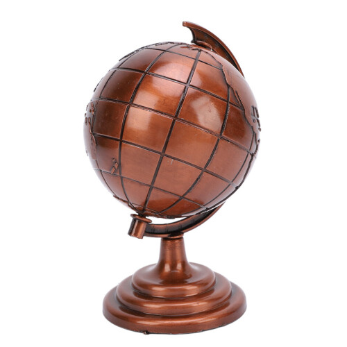 Alloy Globe Model Wine Red Decorative Metal Globe Ornament for Office Study Decor 2