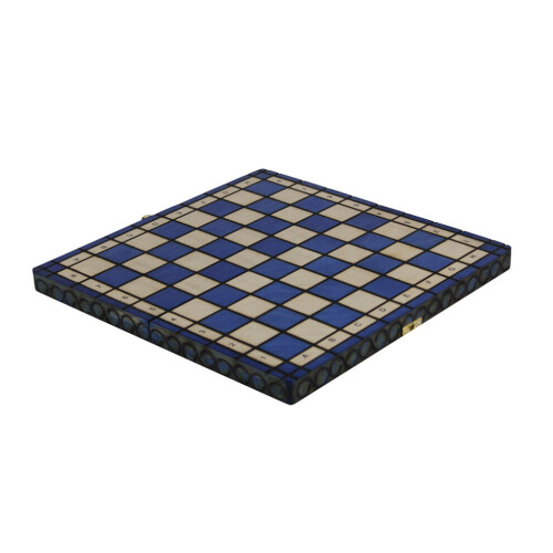 Conjunto de xadrez dobrável azul Art Déco de 14 polegadas 1