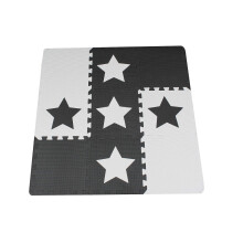 9 schwarze, ineinander greifende Baby-Spielmatten aus Schaumstoff in Sternform mit Rand – Spielmatten. Jede Fliese