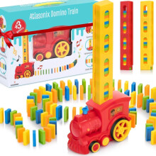 Atlasonix Domino Train Set - 160 pezzi di domino per bambini, macchina giocattolo Domino Train - Prepara il tuo