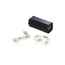 Set da domino Bey-Berk International G525 in custodia in pelle nera con chiusura magnetica