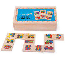 Domino in legno Bigjigs Toys (trasporto) con scatola portaoggetti