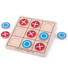 Bigjigs Toys Wooden Noughts and Crosses -peli - Tic Tac Toe -peli, matkapelit, lautapelit perheille,