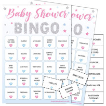 Baby Bingo - Juego de fiesta para baby shower para hasta 20 jugadores (Estrellas unisex)