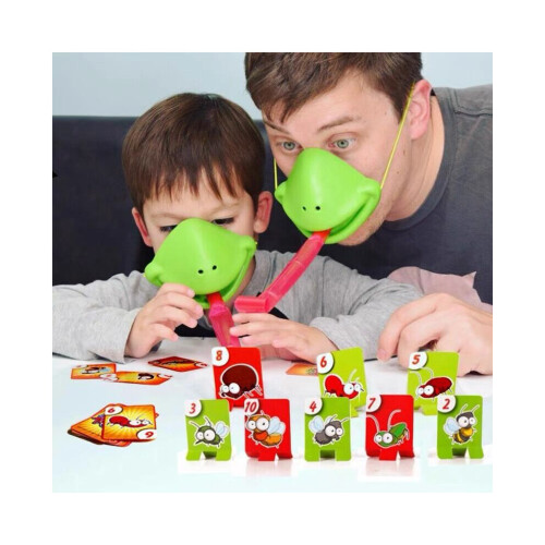 Jogo de tabuleiro de mesa Tic Tac com língua e sapo, jogo de pegar cartas e comer pragas 1