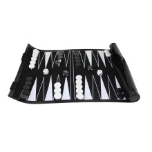Black Travel Roll Up Backgammon -setti 13 tuumaa