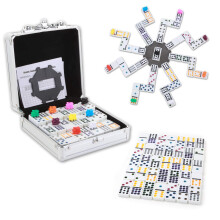 NOLIE Mexicaans Trein Domino Spel Dubbele 12 Domino's Set Dot Domino's met Aluminium Koffer