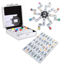 NOLIE Mexicaans Trein Domino Spel Dubbele 12 Domino's Set Gekleurde Nummer Domino's met Aluminium Koffer