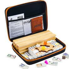 Bucher&Rossini Domino Set Dubbel 12 met 4 Rekken voor Volwassenen Kinderen Mexicaanse Trein Domino Set Dubbel
