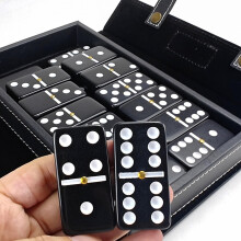 Set Domino Bucher&Rossini Doppio 6 - Classico set da gioco Domino nero con superficie in metallo per adulti e