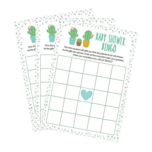 Cactus Bingo Babyshower Spel - 24 stuks