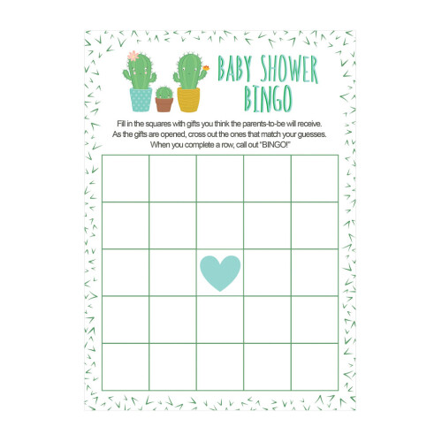 Cactus Bingo Babyshower Spel - 24 stuks 1