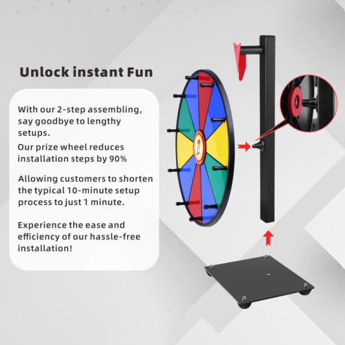 Roda de prêmios Pionites de 12 polegadas e 10 slots para mesa ou montagem na parede Fortune Spin com 2