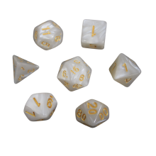 Conjunto de dados DND marmorizados em branco perolado, conjunto de dados de 7 peças, dados para jogos