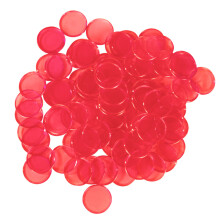 Fichas de bingo magnéticas de plástico - Borde metálico - Rojo transparente - 300 piezas -