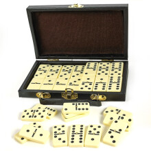 Set di domino Playbees Premium Double Six - 28 tessere classiche in custodia in similpelle - Divertente giocattolo