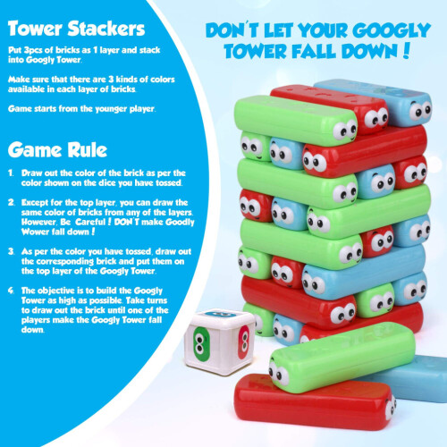 Point Games Googly Tower - Stacking Tower Game with Fun Design - Developmental & Interactive Puzzle  Test Stabilizing 2