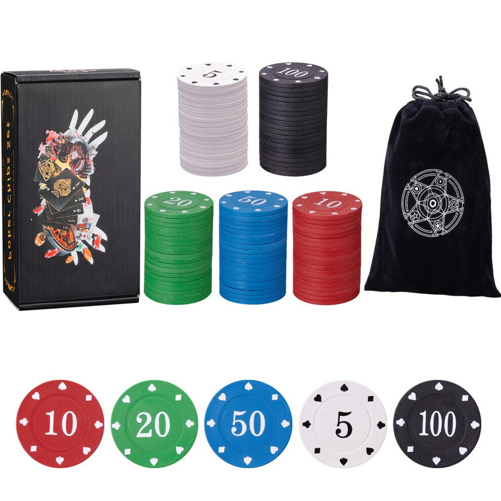 Jetons de poker, jeu de jetons de poker, jeu de jetons de poker avec pochette en velours noir, disques d'apprentissage