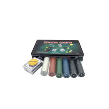 Conjunto de fichas de pôquer com estojo de lata para cassino, Texas Hold'em, Blackjack, jogo de pôquer