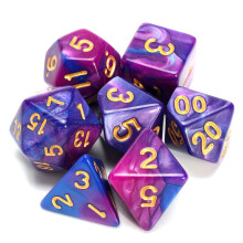 Dados poliédricos roxos e azuis, conjunto de 7 peças para jogos de festa D&D RPG MTG
