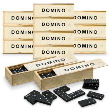 Set di mini domino in legno Playbees - Confezione da 12 - Classico gioco del domino Double Six in una custodia