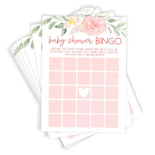 Juego de bingo para baby shower, estampado floral, 50 tarjetas