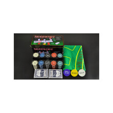 Conjunto de fichas de pôquer portátil com caixa de aço e duas cartas