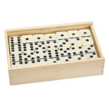 Premium set van 55 Double Nine Domino's met houten koffer bruin