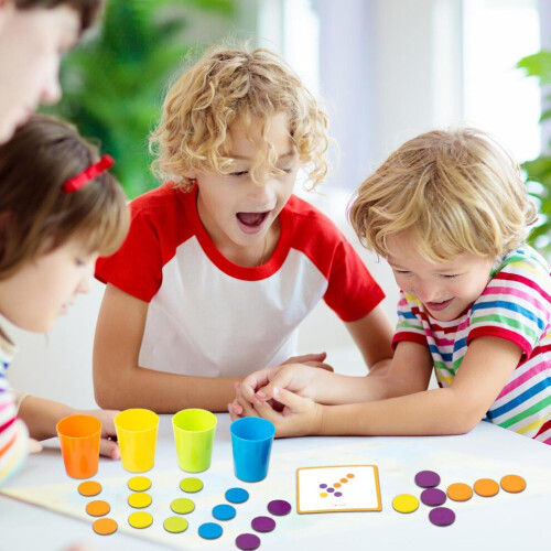 Quick Stack Cups Set - Classic Stacking Games for Kids Adults - 50 Question Cards Color Classification for Interactive 1