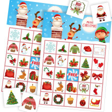 Bingo navideño Juego de Navidad para niños Juegos de fiesta de Navidad para la familia 24 jugadores Juego de bingo