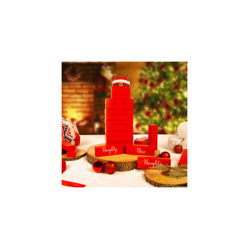 Weihnachtsmann-Stapel- und Kippturm-Spiel. Strumpffüller