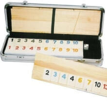 CHH Deluxe Rummy con rastrelliere in legno in custodia in alluminio