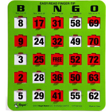 Regal Bingo - Shutter Slide Bingo -kortit - 8 x 9 - 5-kerroksinen vihreä kartonki - Helppo lukea - Punaiset