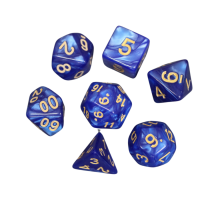 Conjunto de dados DND marmorizados em azul royal, conjunto de dados de 7 peças, dados para jogos de