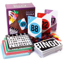Royal Bingo Supplies Bingopelisetti aikuisille eläkeläisille ja perheelle - 1000 pelimerkkiä 100 korttia