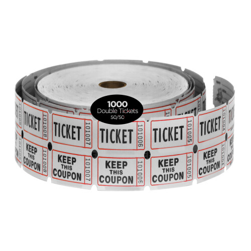 Boleto de rifa Rollo doble de 1000 boletos Blanco