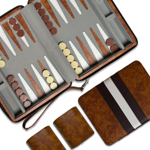 RENO Backgammon-Set, magnetisch, elegante Backgammon-Sets aus Leder – Backgammon-Set für Erwachsene und Kinder 2