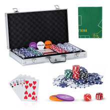 SILVER VALLEY Texas Holdem -pokerisetti, 300 palasetti alumiinikotelossa, 11,5 g raskaansarjan pelimerkkejä,