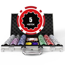 HEITOK pokerimerkkisetti nimellisillä, 300 kpl Professional 11,5g numeroidut pelimerkit alumiinikotelolla