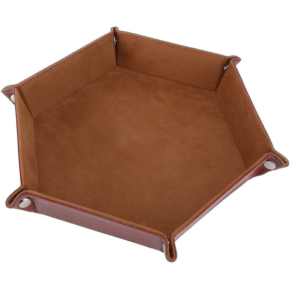 Plateau à dés hexagonal en cuir PU, plateau à dés pliable Bdliv