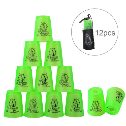 DEWEL Stacking Cup Game with 15 Stack Ways  12pcs Cup Stacking Set  Sport Stacking Cups BPA-Free Material  Classic 2