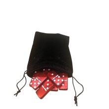 Domino Double 6 Rode Gemarmerde Tegels met Spinners Jumbo Toernooiformaat in Elegante Zwarte Fluwelen Tas