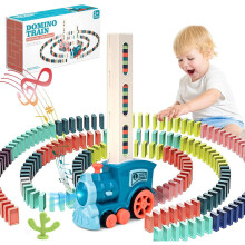 Domino trein speelgoedset met 100 stuks blokken Automatische domino legtrein voor kinderen van 3, 4, 5, 6 en 7