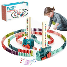 Domino trein speelgoedset met 120 stuks dominostenen, automatische domino trein voor kinderen van 3, 4, 5, 6 en